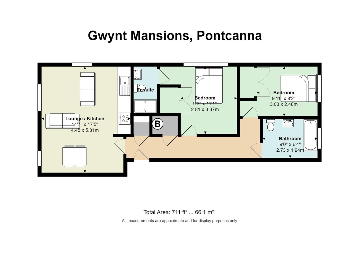Floorplan for Gwynt Mansions, Pontcanna, Cardiff